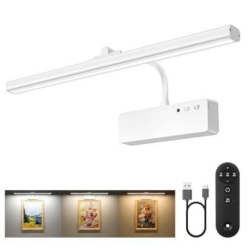 Picture Light, 15.35inch Wireless Picture Lights for Wall Rechargeable, 5400mAh Battery Wall Light...