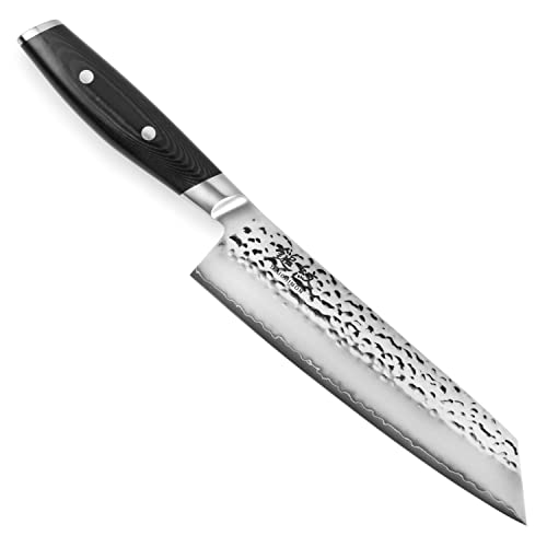 Yaxell Kiritsuke Knife - Made in Japan - Tsuchimon Series - Hammered VG10 Stainless Steel - 8