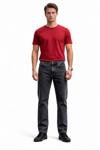 Image of Men's Baggy Jeans - Relaxed Fit Streetwear Denim Pants | Oversized Wide-Leg Mid Rise Jeans (in, Numeric, 30, Regular, Standard, Charcoal Gray)