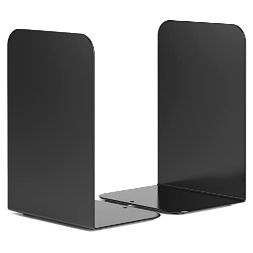 Bookend, DRLIFE Black Metal Book Ends for Heavy Books, Bookends for
