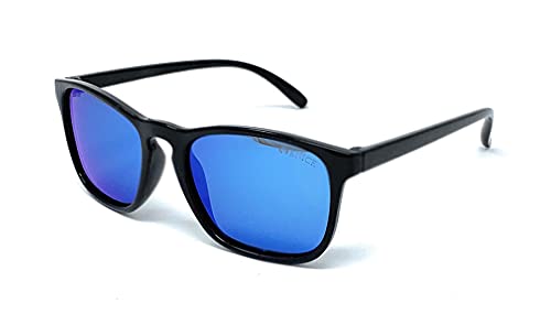 VENICE EYEWEAR OCCHIALI Gafas de sol Polarizadas para niño o niña - protección 100% UV400 - (Negro - Azul)