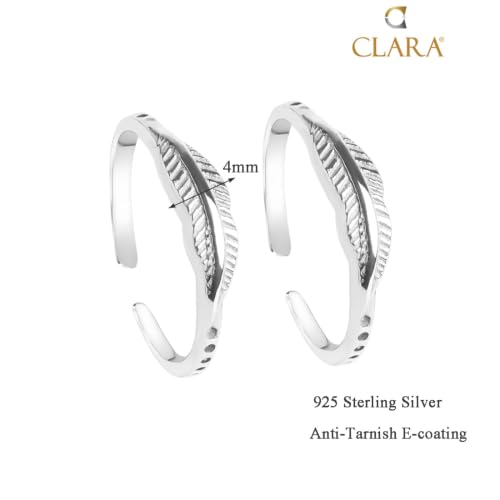 Image of Clara 925 Sterling Silver Size Adjustable Toe Rings Pair Gift for Women
