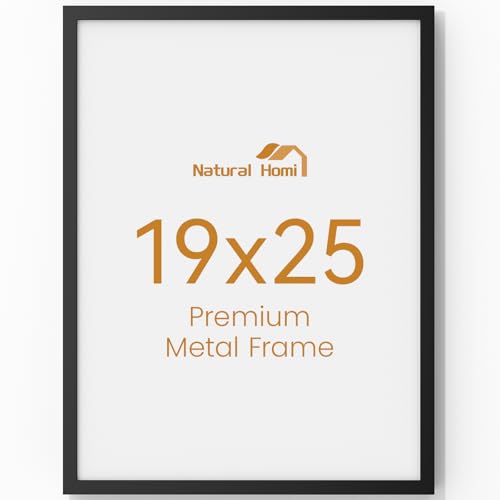 Image of 19x25 Aluminum Metal Picture Frame,Tempered Glass Black Large 19 x 25 Poster Frame for Puzzles Photos or Artwork for Wall Gallery Mount Horizontal or Vertical Decor Home,Office,Hotel