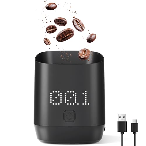 Image of Atogou Coffee Bean Scale, Coffee Dosing Cup with LED Display, 0.1g /0.01oz, Accurate Dosing, IPX4 Waterproof, USB Charging, Grams and Ounces, Perfect for Pour-Over & Espresso, Grey