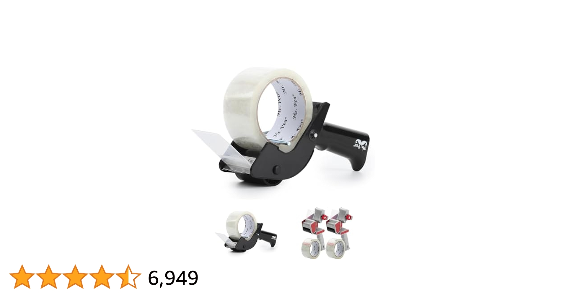 Mr. Pen - Packing Tape Dispenser Gun 2-Inch, 2 Pack With 2 Rolls Tape, Heavy Dut