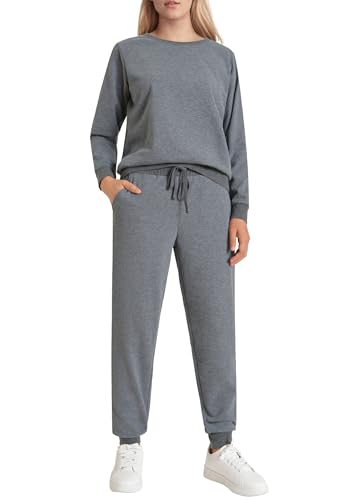 Weintee Women's Petite Jogging Set Pullover Sweatshirt and Sweatpants 2 Piece Sweatsuits