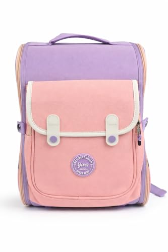 Mochila Escolar Adolescente Feminina Colors Pastel Estilo Coreano em Poliéster com Bolsos Laterais e Zíper Reforçado