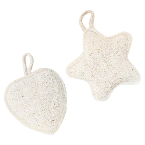 Mobestech 2 Esponjas de Baño Exfoliantes de Lufa Natural Doble Cara Tamaño Mediano para Ducha y Cuerpo Exfoliación Corporal Eficaz Uso Casa y Viaje Paquete de 2 Unidades Estrellas de