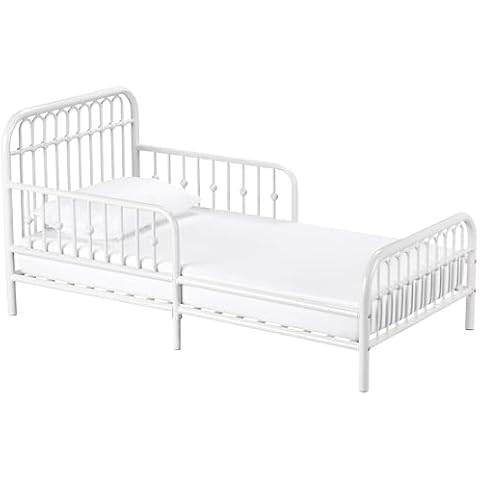 Little Seeds Monarch Hill Ivy Metal Toddler Bed, White Cover