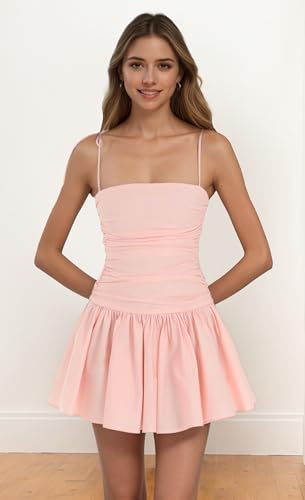 Women's Short Satin Homecoming Dresses for Teens Spaghetti Straps Pleated Tight Prom Cocktail Party Gown4