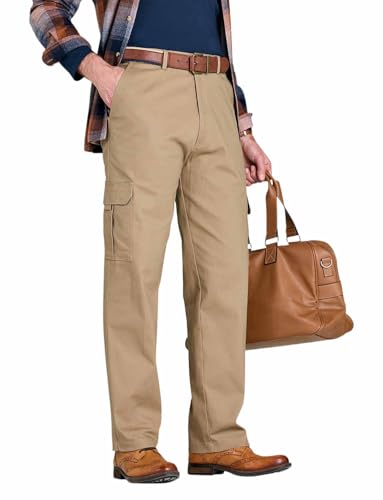 Pegasus Men's Cargo with Hidden Stretch Waistband Functional and Comfortable Pants Bark2