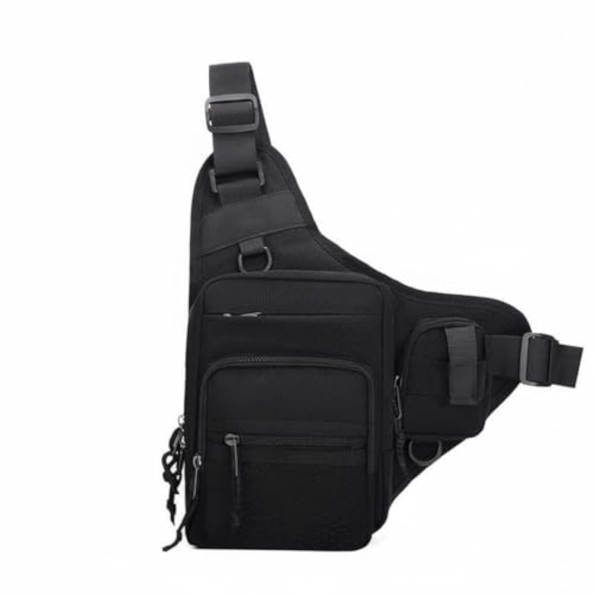 Vest-Design Chest Bag with Multiple Zippered Pockets, Practical Storage