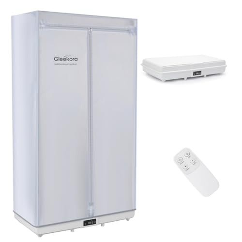 Gleekora Portable Clothes Dryer Tent, Easy Installation Foldable Compact Electric Dryer Machine, 1200W Quiet Fast Drying with Adjustable Timer, Large Capacity for Apartment, RV, Travel (Gray)