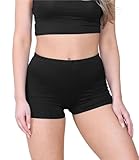 janisramone® Chic Mini Shorts for Women UK, Stretchable Hot Pants for Club, Dance, Gym & Cycling Running Shorts Womens Perfect for Summer Fashion Fitted Athletic Style Black