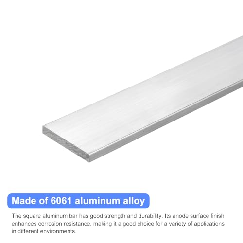Image of uxcell Square Aluminum Flat Bar, 1 /4 inch Thick 1.8 inch Width 10 inch Length Square Aluminum Bar 6061 Aluminum Flat Plate, 6 x 45 x 254mm T6511 Solid New Mill Stock for Industrial Building