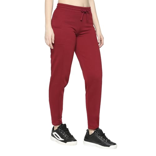 Image of Being Human Maroon Slim Fit Women's Track Pants Clothing