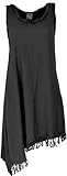 GURU SHOP Natürliches Tunikakleid, Asymetrisches Kleid, Schwarz, Baumwolle, Size:M (38)