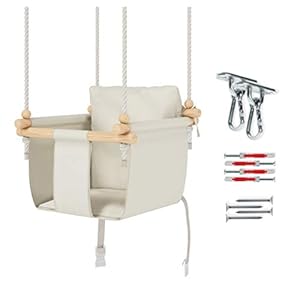 MAMOI® Schommel baby hout + VEILIGHEIDSGORDEL | 190-260cm Plafondhoogteverstelling | Baby schommel set voor kinderen…