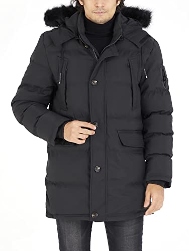 WULFUL Menâ€™s Winter Parka Anorak Jackets Long Thicken Padded Coat with Detachable Fur Hood
