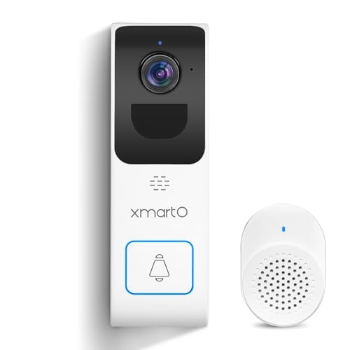 xmartO 2.4G/5G Dual Band Smart Video Doorbell Camera Home Security Live View 2-Way Audio AI/Motion Detection Instant Alerts Included Chime No Monthly Fee Easy Setup Works with NVR/Standalone