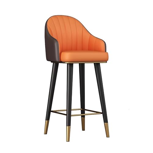 Tabourets de bar en cuir synthétique design moderne jaune par 2