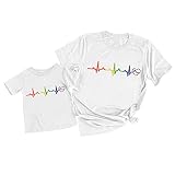 Robe Fille Traine Combinaison Femmes été décontracté couleur unie O cou drôle impression Parent enfant chemise à manches courtes maman et moi t-shirt haut Robe De Cocktail Jeune Fille (White, XXL)