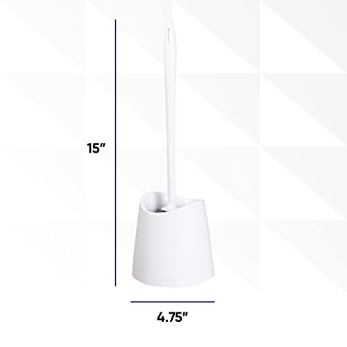 Image of Modern Toilet Brush and Holder, White Toilet Bowl Scrub Brush with Storage Caddy, Bathroom Cleaner. by Superio