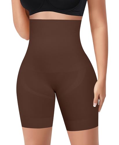 Image of Werena Shapewear Shorts Tummy Control for Women High Waisted Body Shaper Underwear Slimming Slip Shorts Under Dresses(#1 Coffee(thigh slimmer),XL)