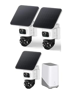 eufy Security eufyCam S4 3‑Kamera‑Set, kabellose Solar‑Überwachungskamera außen, 3‑Linsen Bullet‑PTZ‑Kamera, 4K UHD, 360° Multi‑Kamera‑Tracking, Auto‑Tracking, 8× Hybridzoom, Farbnach