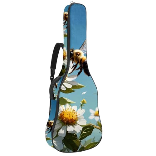 Étui pour guitare acoustique avec éponge de protection motif abeille et fleur