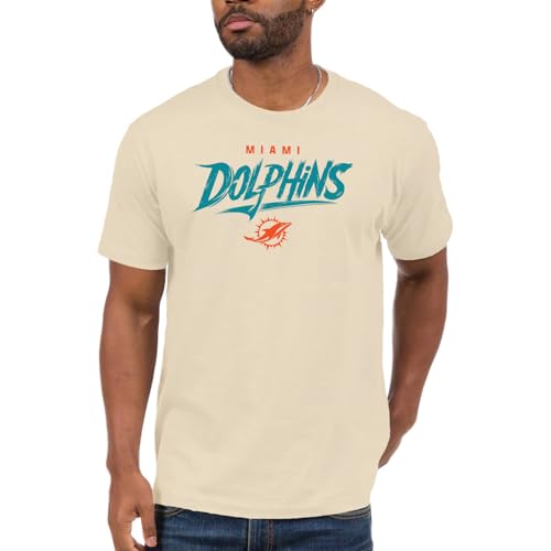 Junk Food NFL - Miami Dolphins - Wild Brush - Officially Licensed Adult Short Sleeve Fan Tee for Men and Women