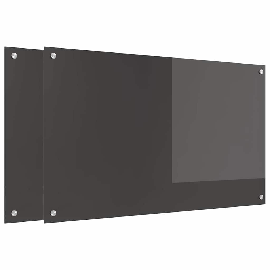 Solivagant Küchenrückwand 2 pcs Dunkelgrau 100 x 60 cm Gehärtetes Glas, Küche Esszimmer,Küchenhelfer -utensilien, 19.7 kg-3415469