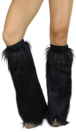 ToBeInStyle Women s Faux Fur Knee Hi Leg Warmer (Black)