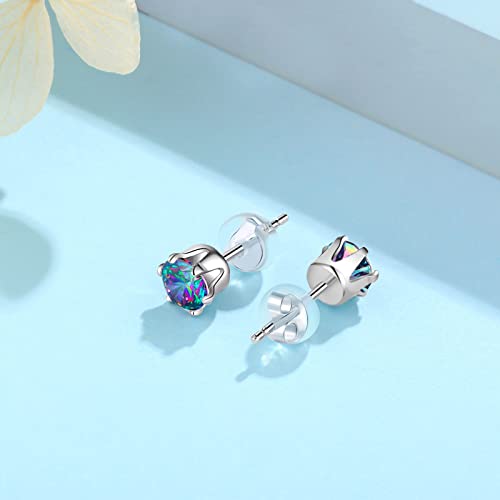 Hypoallergenic Cubic Zirconia Stud Earrings For Women Girls, 925 Sterling Silver Cz Earrings Studs, Halo Simulated Diamond Earrings For Sensitive Ears Jewelry Gifts (Black) #TOP5