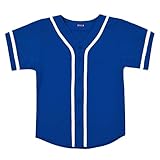 EALER BJK80 Series Kids Baseball Jersey Softball Jersey Button Down Shirts Blue Size 12T