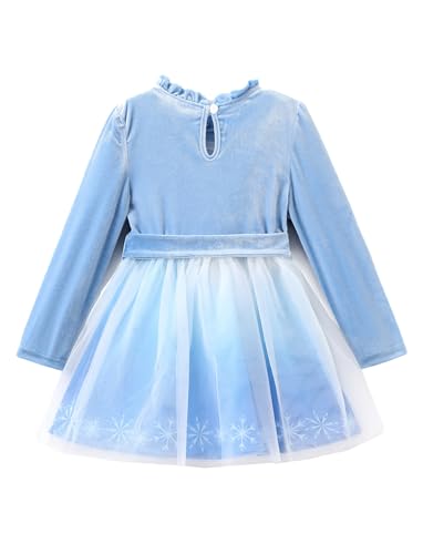 Image of Disney Princess Frozen Elsa Minnie Stitch Toddler Girl Tulle Tutu Dress Ruffle Sleeve Mesh Summer Birthday Party Clothes 2-9Y