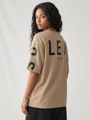 Image of ColorChakra Cotton Oversized Tshirt for Womens Down Shoulder Loose fit t-Shirt Women Baggy Style Oversize t-Shirt Korean fit