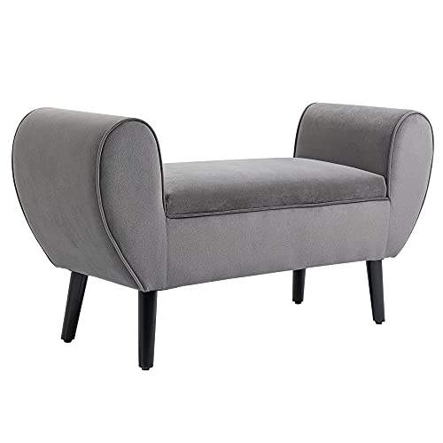 HOMCOM Sitzbank mit Stauraum Polsterbank mit Samtoptik, Gerollt Armlehne...