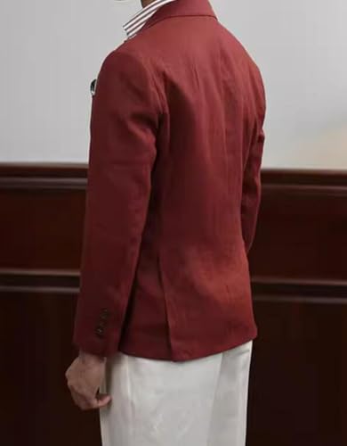 Mens Linen Blazer Slim Fit Single Breasted Suit Jacket Casual Sports Coat for Business Wedding Prom Formal Party3