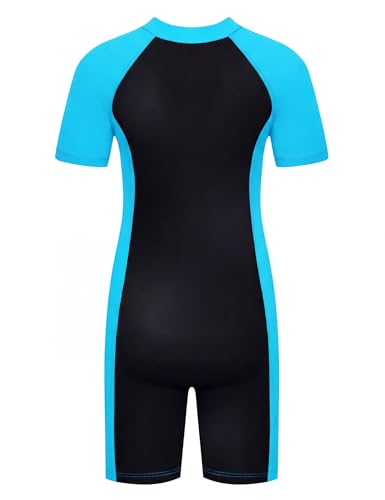 Image of Girls One Piece Swimsuit UPF 50+ Rash Guard with Front Zipper for Ages 3-14