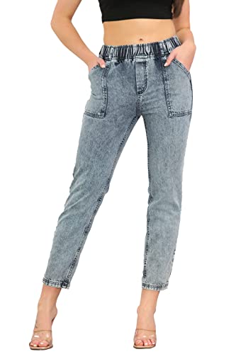 UC Womens Ex High Street Acid Wash Denim Jeans Straight Leg Stretch Ladies High Rise Elasticated (20, Grey)