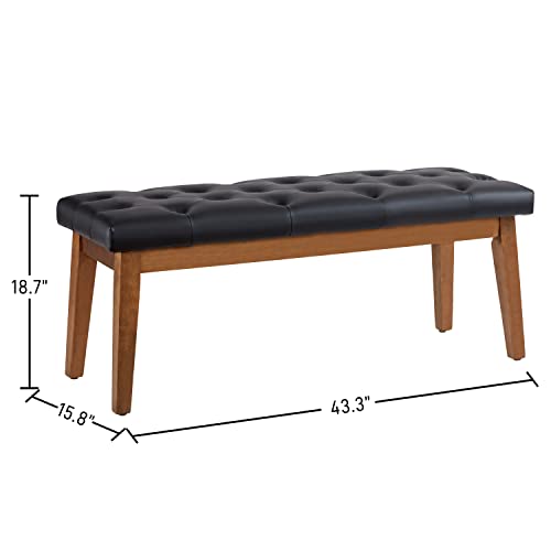 Huimo Entryway Bench,Dining Leather Bench,Kitchen Leather Seat Dining, Bedroom End Of Bench, Ottoman Bench, Living Room Leather Solid Wood Indoor Bench Black #TOP2