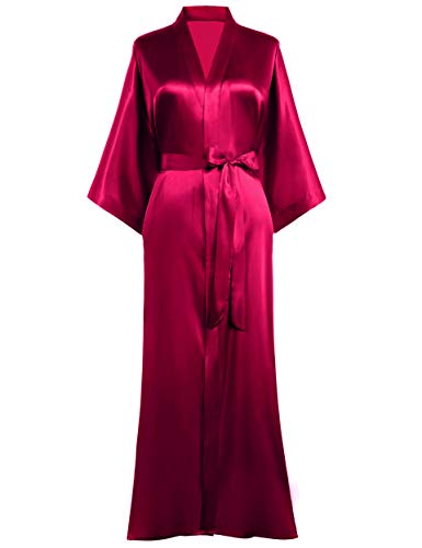 Image of PRODESIGN Satin Kimono Robe Women Long Silky Kimono Bathrobe Sleepwear Wedding Bridesmaid Robe