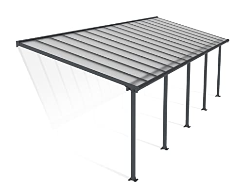 Canopia by Palram Terrassenüberdachung Alu Olympia 3X9.15 Polycarbonat Hohlkammerplatten Pergola 924 x 295 cm Grau zur Überdachung ihrer Terrasse