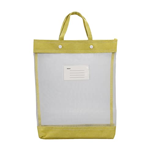 Enyuwlcm Bolsa de documentos de nylon com alça de malha transparente leve bolsa sacola para carregar livros papéis (1, amarelo)