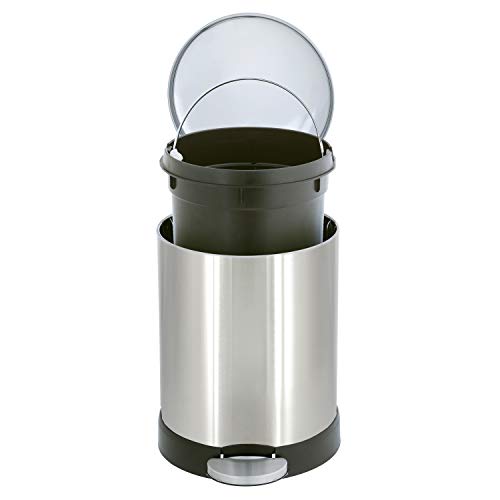 Glad Small Trash Can, 1.2 Gallon | Round Stainless Steel Garbage Bin with Soft Close Lid & Step Foot Pedal | Metal Waste Basket with Removable Inner Bucket, Stainless, 8 x 9.5 x 12 inches - image 4