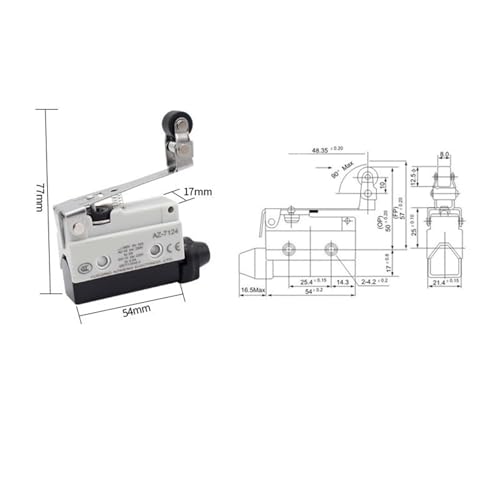 Interruptor de límite TZ-7141 con palanca de rodillo recto 10A 380V 4