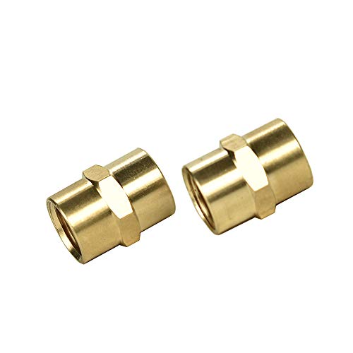 Sanpaint 2 Pack 1/4" x 1/4" NPT Coupler, Brass Female Pipe Fitting (1/4" x 1/4" NPT Female, 2)