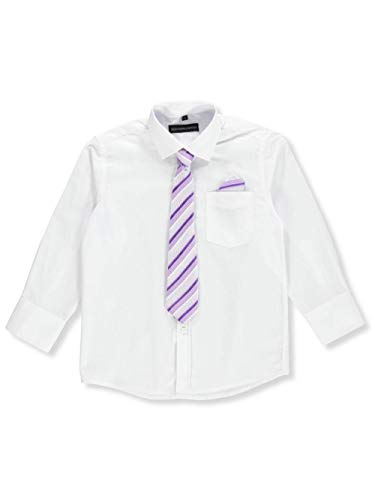 Kids World Boys' Dress Shirt & Tie (Patterns May Vary) - White, 163