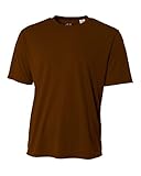 A4 Youth Cooling Performance Crew Short Sleeve T-Shirt, Brown, X-Large